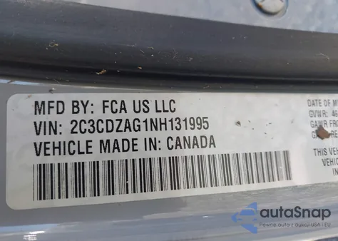 2022 Dodge Challenger Sxt z USA, uszkodzony, nr VIN 2C3CDZAG1NH131995